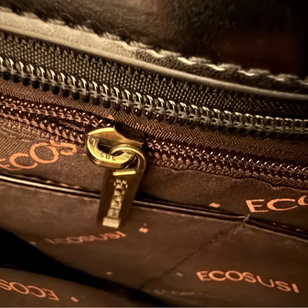 Crystal Bell Black and Brown Laptop Satchel Bag